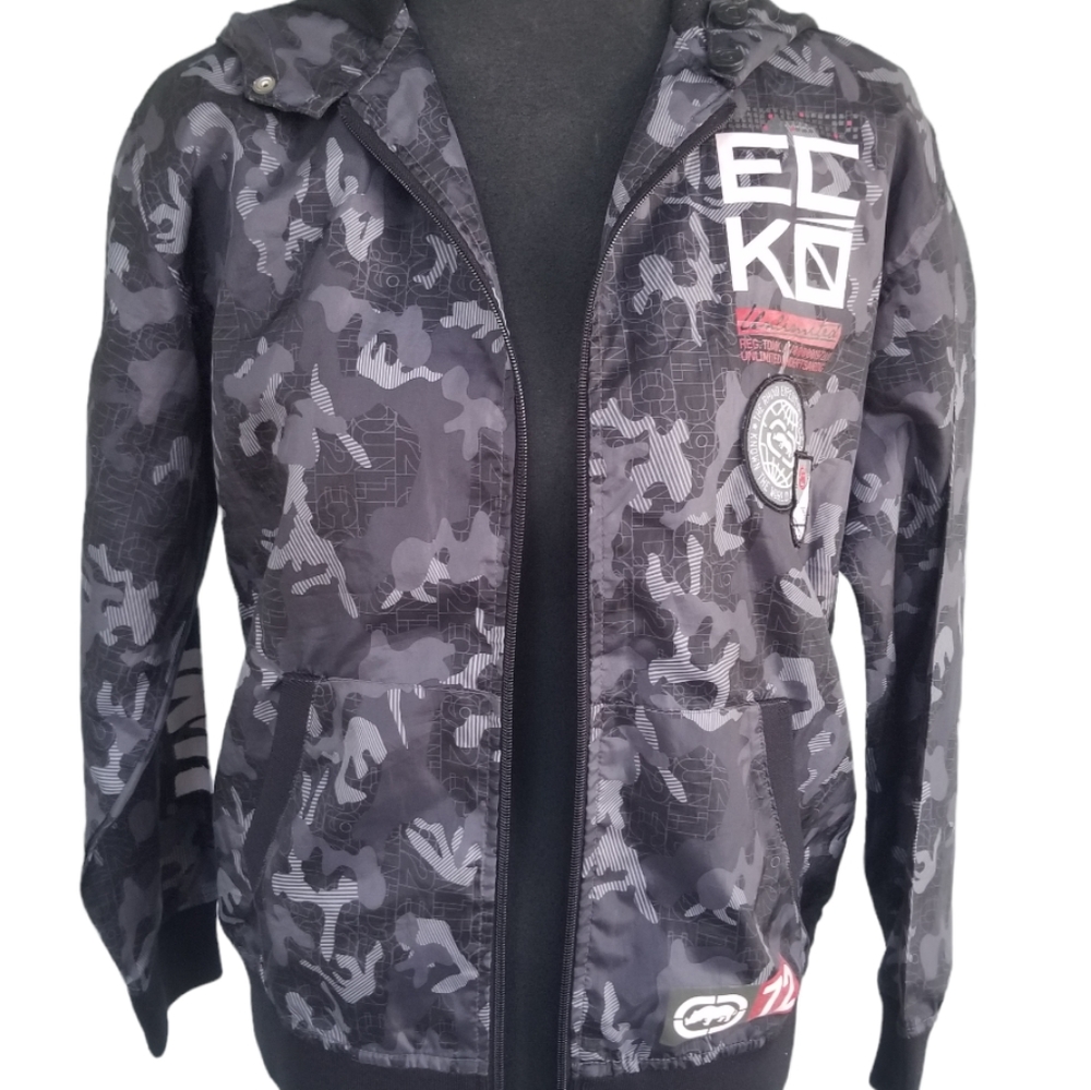 Eckô Unltd youth boy's hooded rain jacket/windbreaker, or size M woman's.